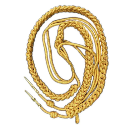 Aiguillette militaire dorée de cérémonie pour garde d'honneur et officier
