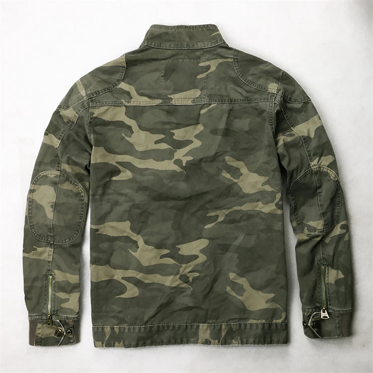 Casual Camouflage Cargo Jacket Mens Cotton Multi Pocket Tactical Coats Stand Collar Fashion Vintage Autumn Bomber Outwear BLACKBEARD OUTDOOR INDUSTRIES