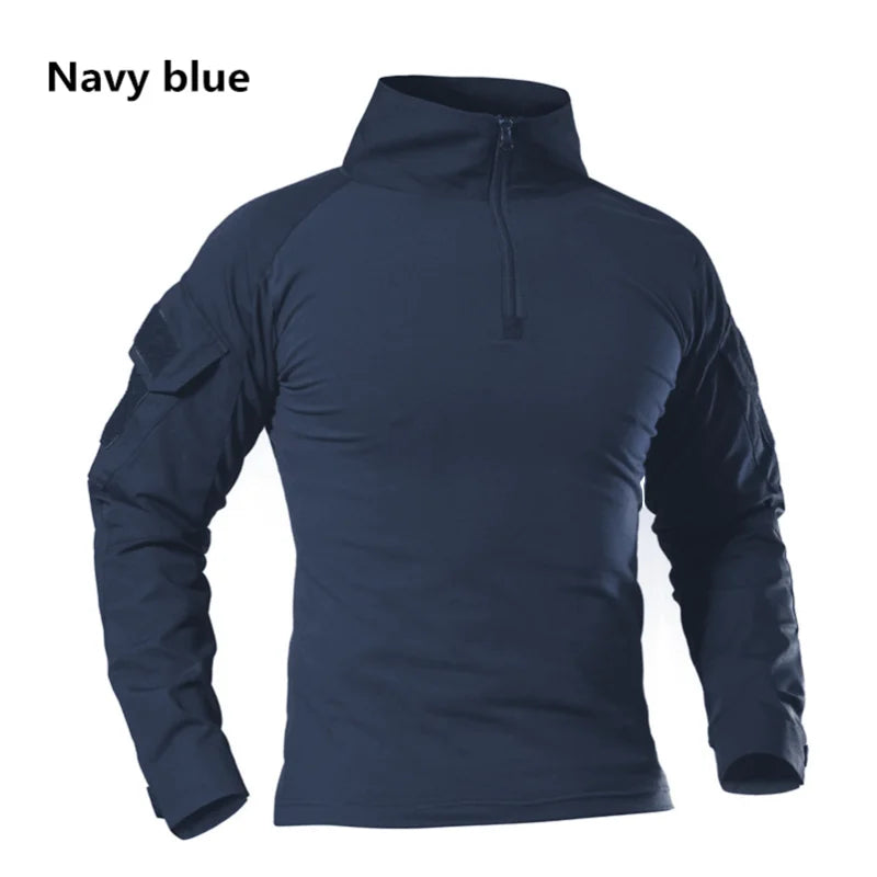 T-Shirt Tactique Militaire Manches Longues – Camouflage CP, Coton DRYTEC, Homme