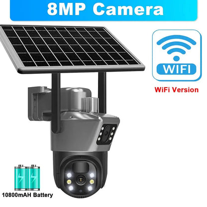 Caméra de Surveillance Solaire 4K WiFi 8MP – Sécurité Extérieure Sans Fil avec Double Objectif et Contrôle PTZ Ma boutique
