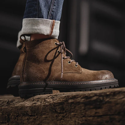 Boots Homme Hiver – Chaussures Montantes Cuir Lacets Semelle Épaisse