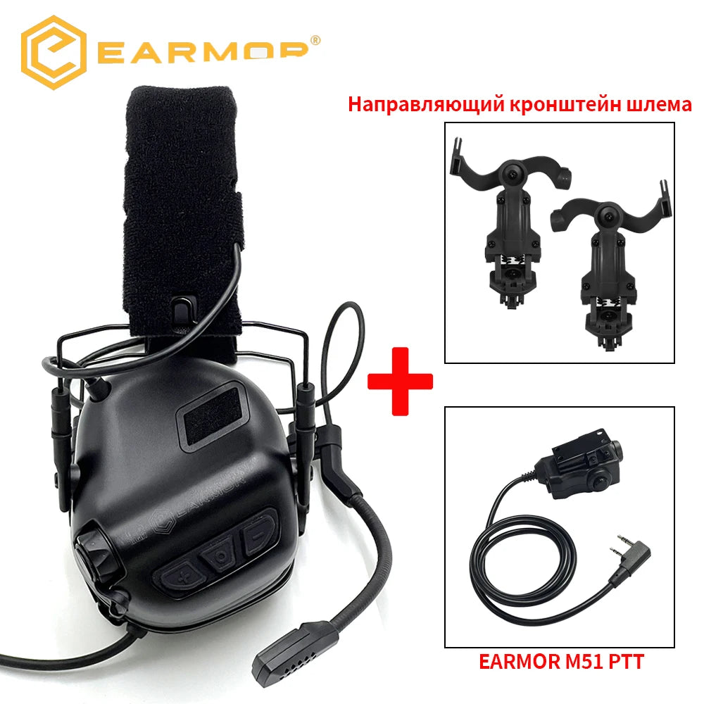 Casque de tir Earmor M32 SE – antibruit électronique avec micro, PTT M51 et support ARC pour casque - BLACKBEARD OUTDOOR INDUSTRIES
