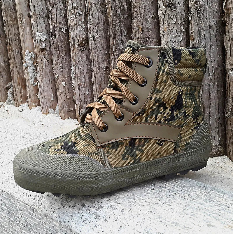 Chaussures Tactiques Camouflage Homme - Basses Anti-Dérapantes en Toile Respirante pour le Travail en Forêt