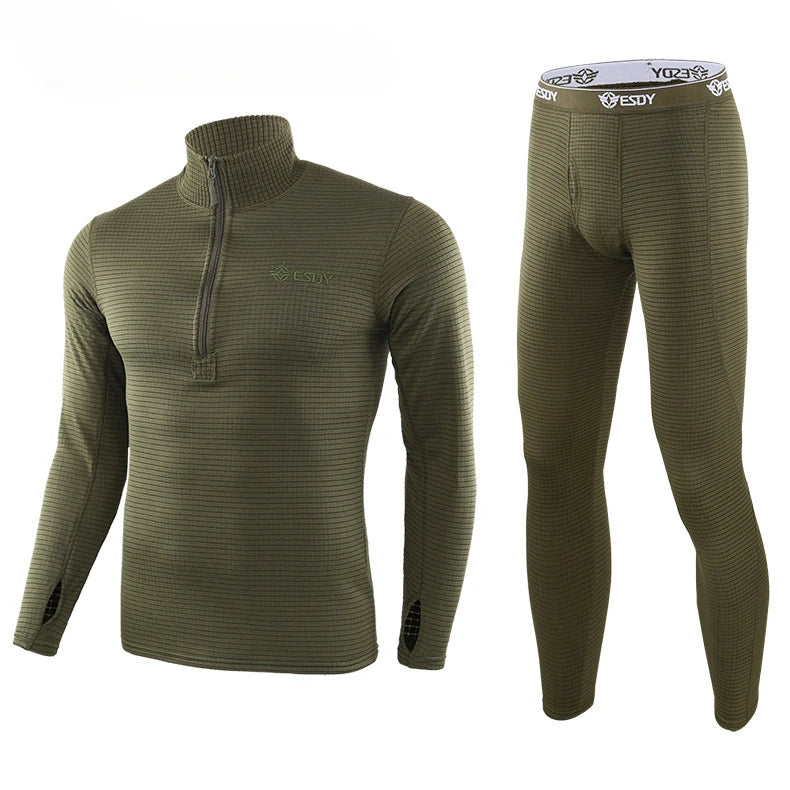 Ensemble Thermique Tactique Fleece Slim Fit – Haut + Pantalon | Randonnée, Chasse, Militaire, Automne Hiver