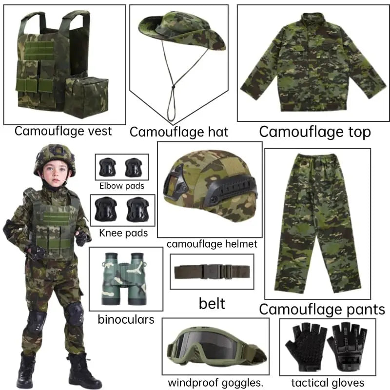 Kit Militaire Tactique Enfant – Gilet, Casque Airsoft, Télescope & Uniforme Combat - BLACKBEARD OUTDOOR INDUSTRIES