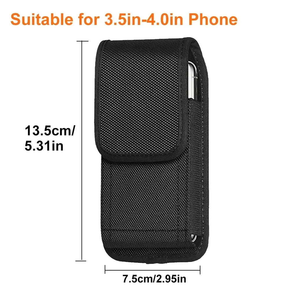 Pochette tactique pour téléphone, ceinture, nylon noir