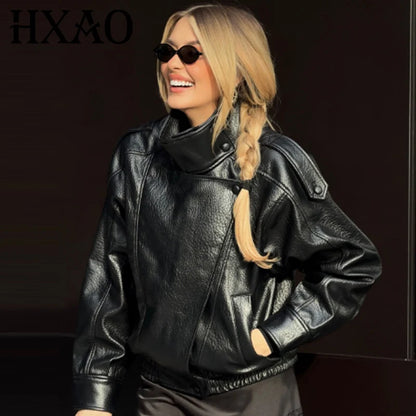 Veste Bomber Femme Similicuir – Coupe Courte Oversize, Col Montant, Fermeture Éclair | High Street Toutes Saisons | XS à L | 3 Coloris - BLACKBEARD OUTDOOR INDUSTRIES