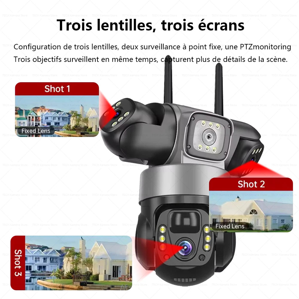 Caméra Solaire 4G Extérieur — Surveillance PTZ 360° Sans Fil, 3 Objectifs, Vision Nocturne - BLACKBEARD OUTDOOR INDUSTRIES