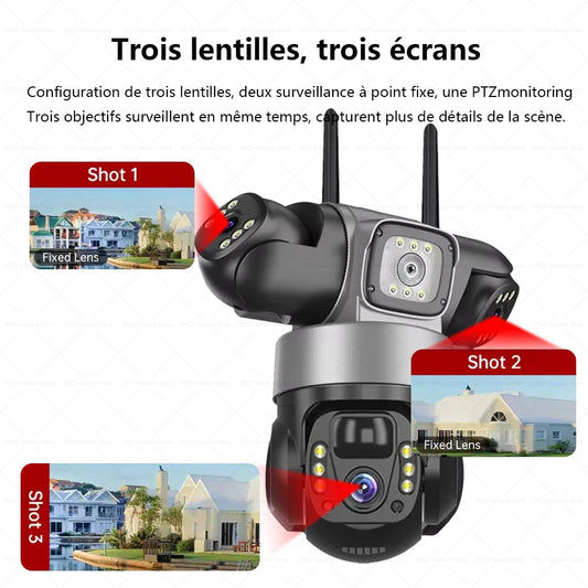 Caméra Solaire 4G Extérieur — Surveillance PTZ 360° Sans Fil, 3 Objectifs, Vision Nocturne - BLACKBEARD OUTDOOR INDUSTRIES