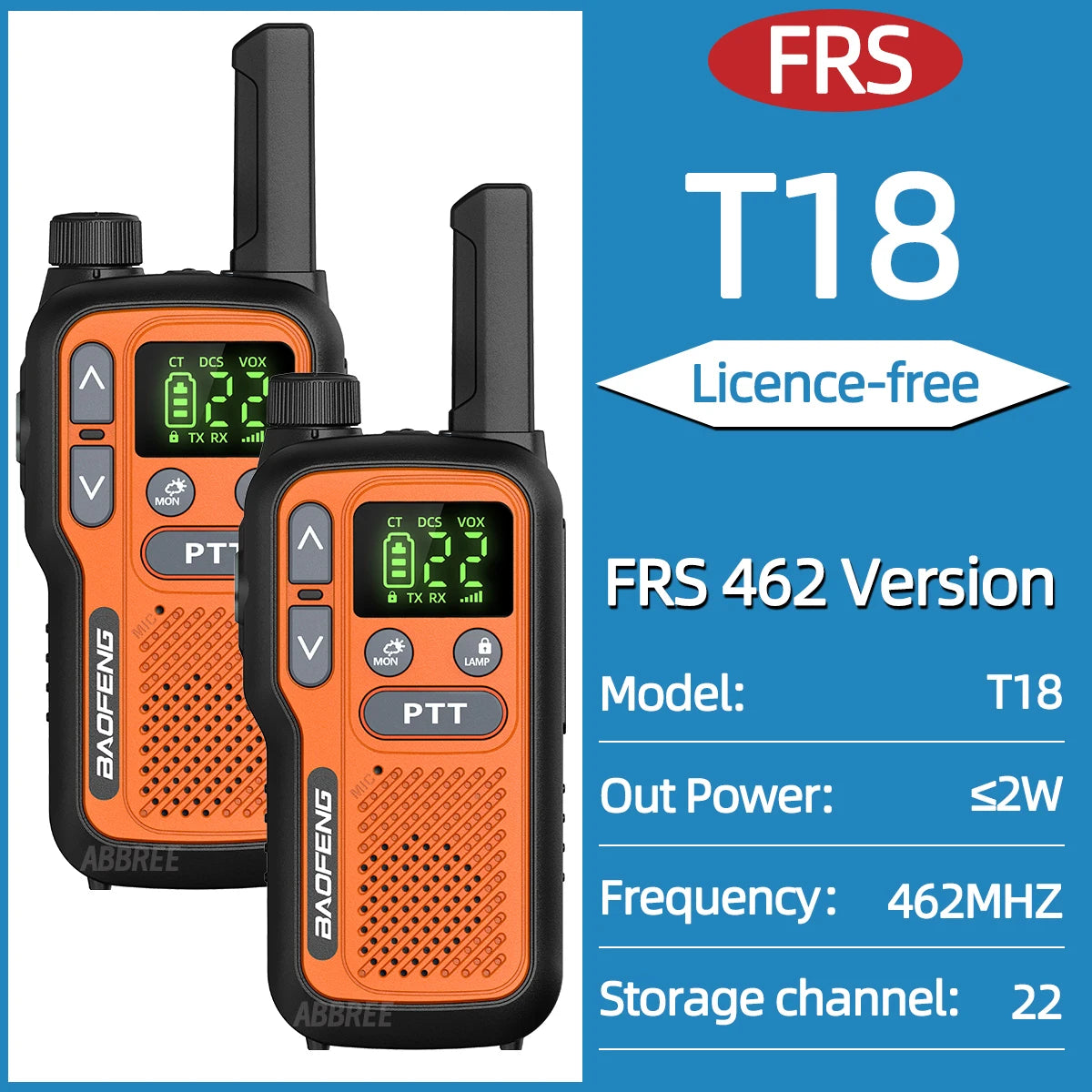 Pack 2 Talkies-Walkies PMR/FRS Sans Licence – Double PTT, VOX, USB-C, Alerte Météo