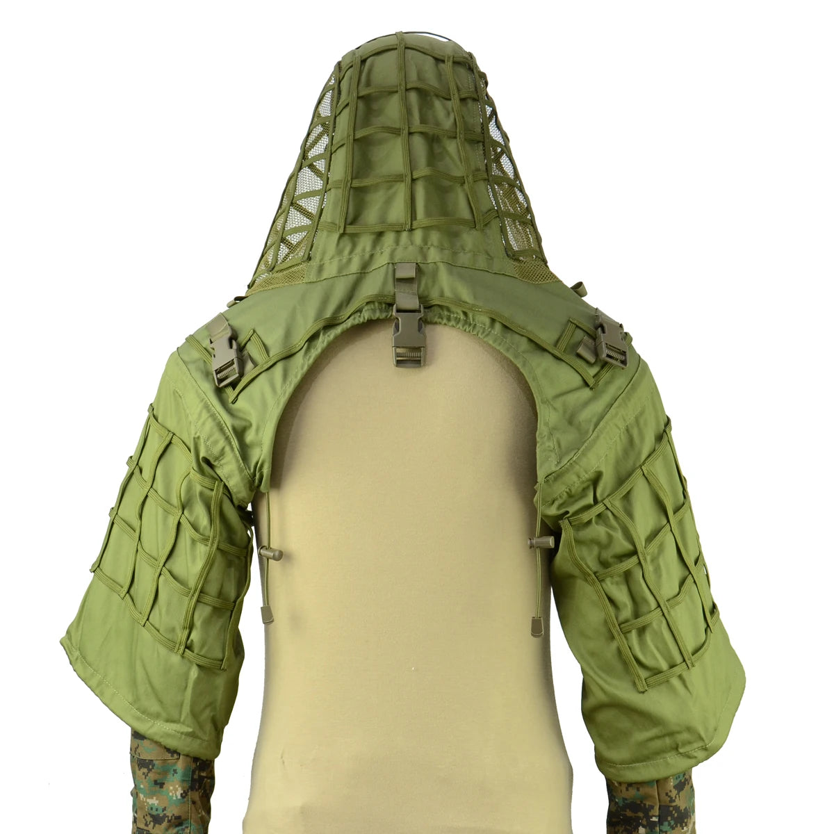 Combinaison Ghillie Tactique ROCOTACTICAL – Cagoule Viper 3D, Bandes Feuillages, Sniper Chasse Airsoft