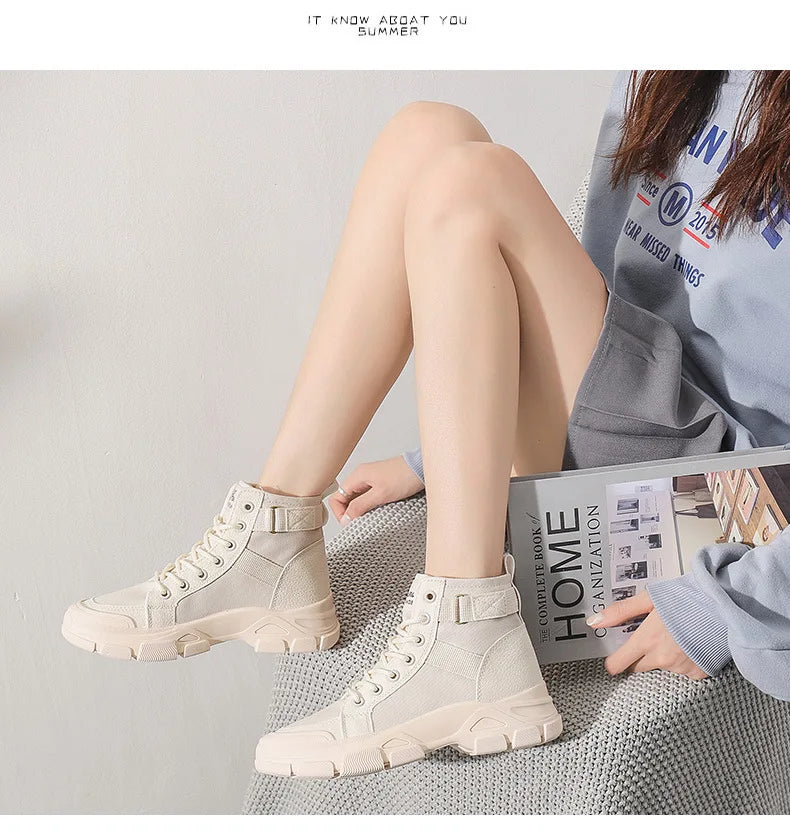 Bottines Femme en Toile – Style Désert & Moto – Hautes, Plates et Tendance – UXST - BLACKBEARD OUTDOOR INDUSTRIES