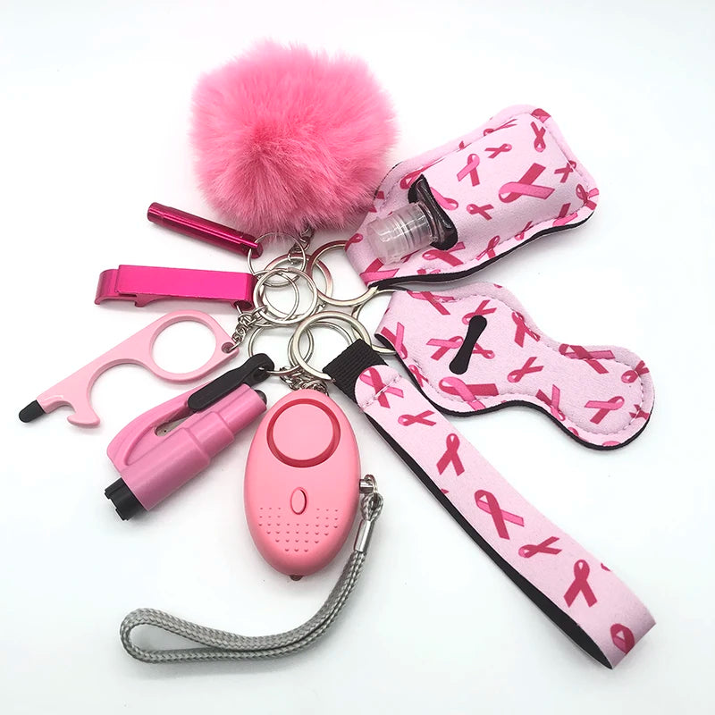 Kit porte-clés de sécurité femme 10 pièces avec dragonne