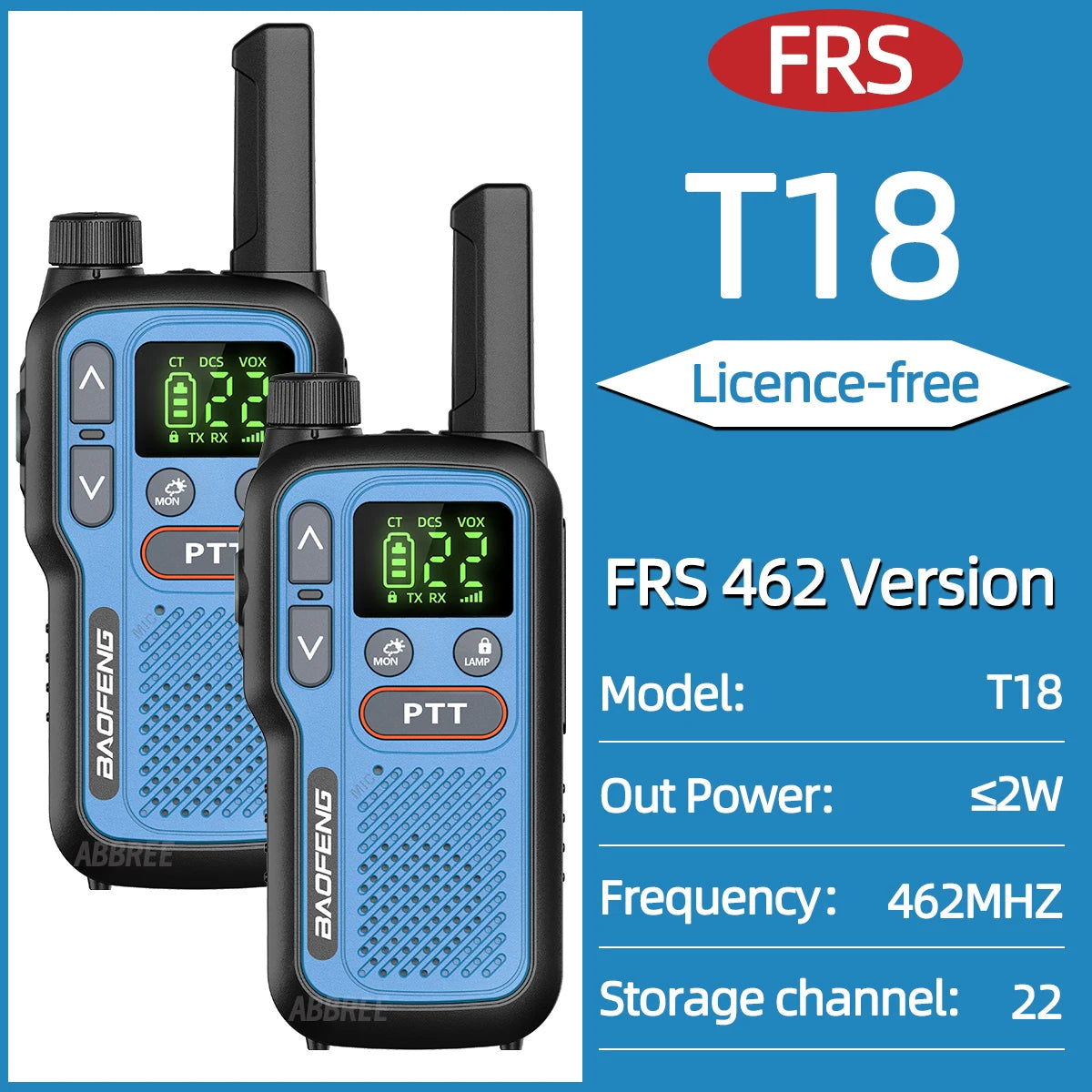 Pack 2 Talkies-Walkies PMR/FRS Sans Licence – Double PTT, VOX, USB-C, Alerte Météo