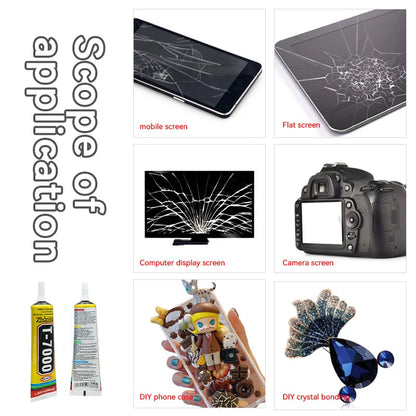 Colle T7000 Noire pour Réparation de Téléphones et Tablettes - Adhesif de Forte Adhérence - Disponible en 15ML, 50ML, 110ML avec Embout Fin BLACKBEARD OUTDOOR INDUSTRIES