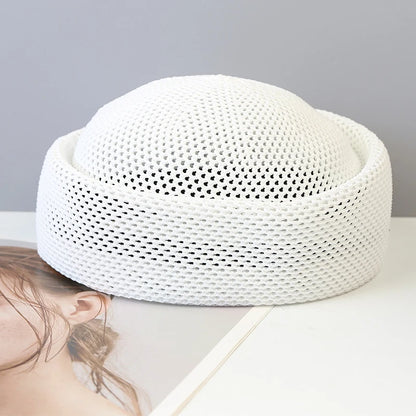 Béret femme été en maille ajourée