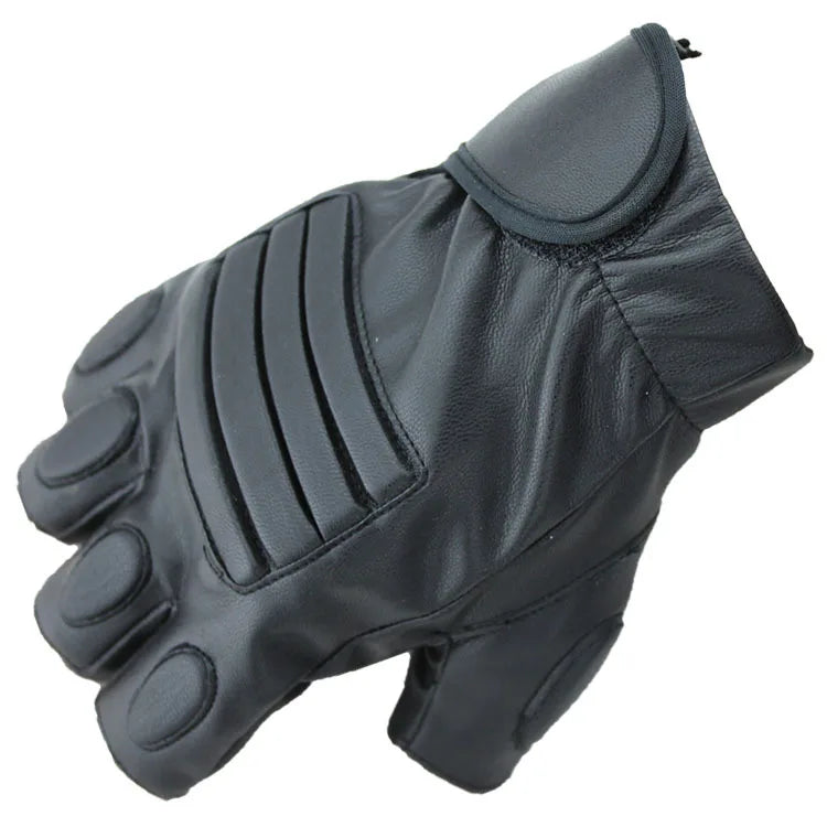 Gants tactiques homme demi-doigts en cuir Alpha pour militaire et police