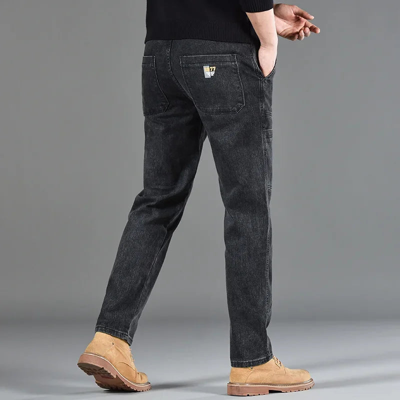 Jean Slim Fit Homme Style Coréen - Pantalon en Denim Élastique Gris Taille Moyenne BLACKBEARD OUTDOOR INDUSTRIES