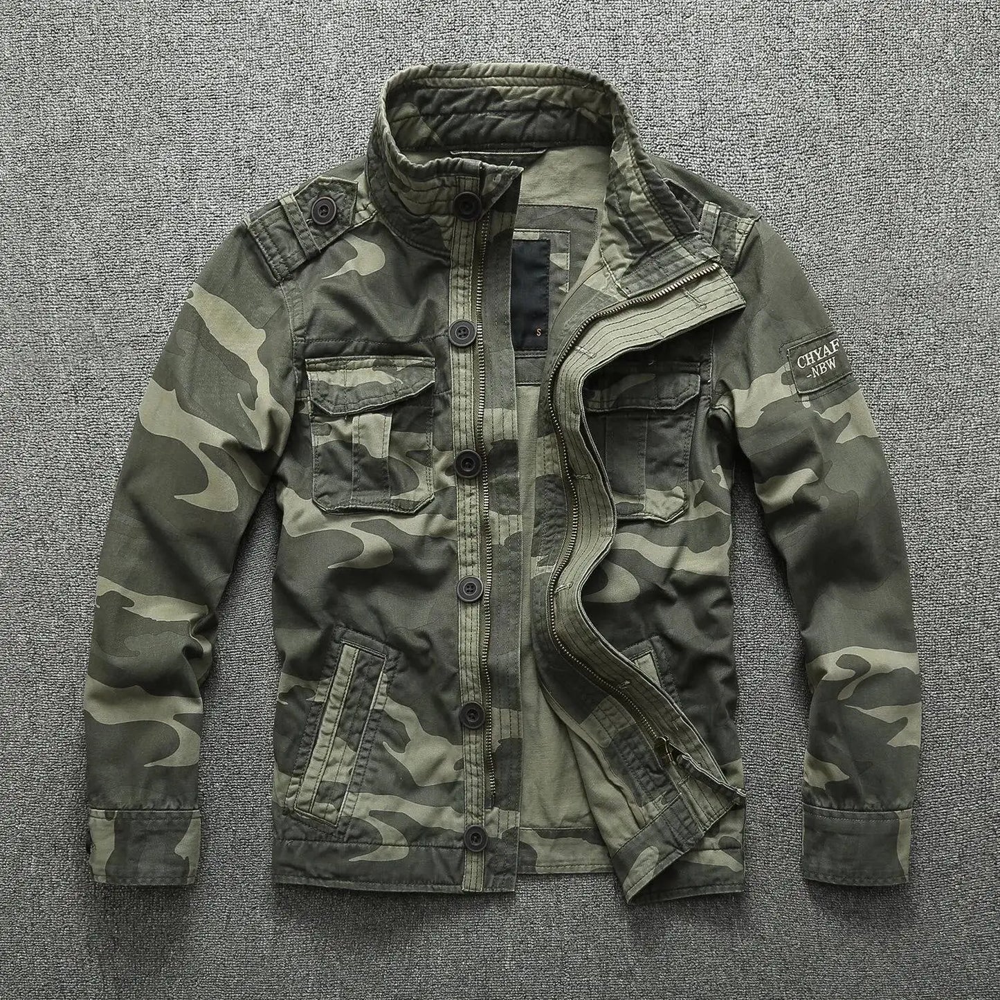 Veste Cargo Militaire Camouflage Homme — Coton Lourd, Col Montant, Multi-Poches | Workwear & Outdoor | S à XXXL - BLACKBEARD OUTDOOR INDUSTRIES
