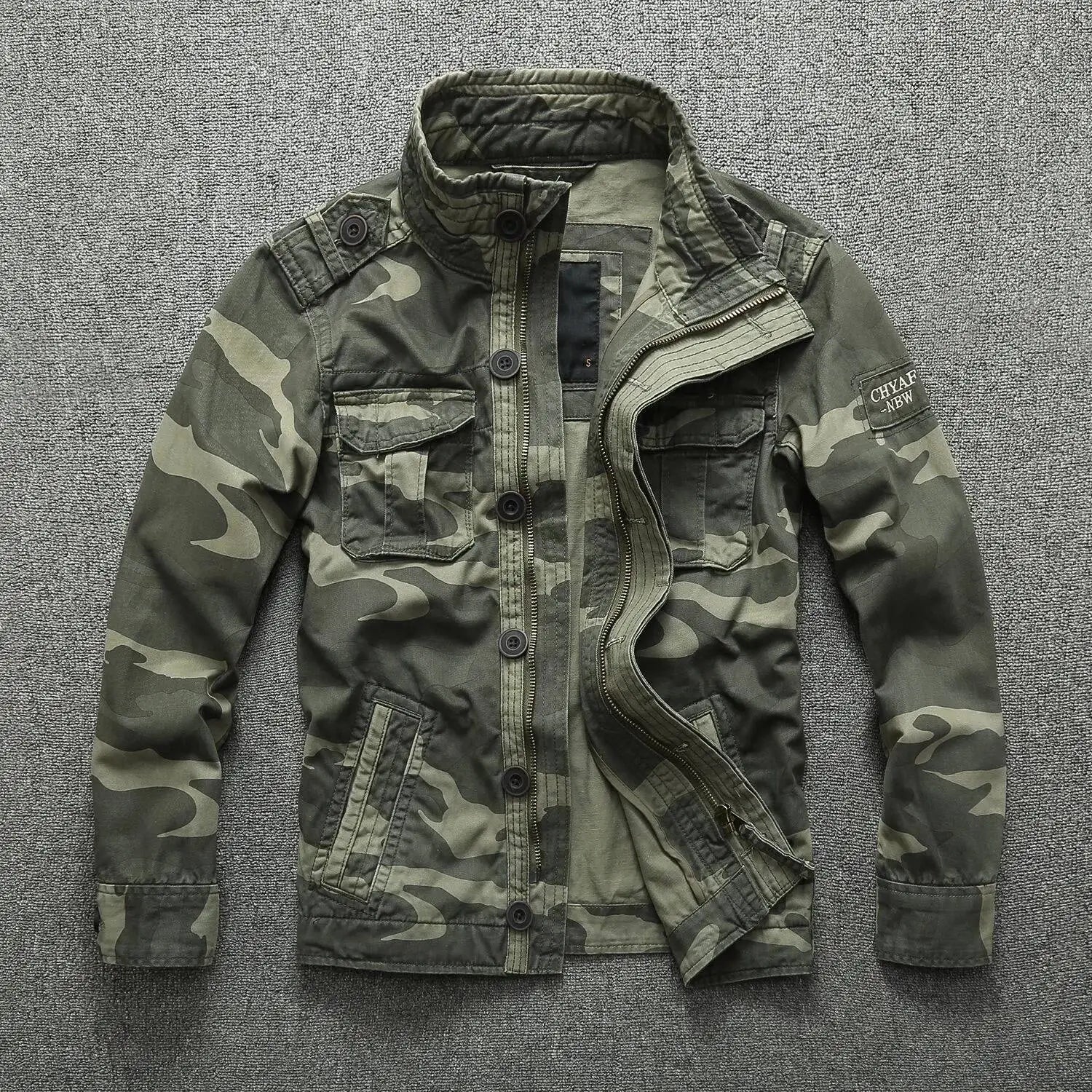 Veste Cargo Militaire Camouflage Homme — Coton Lourd, Col Montant, Multi-Poches | Workwear & Outdoor | S à XXXL - BLACKBEARD OUTDOOR INDUSTRIES
