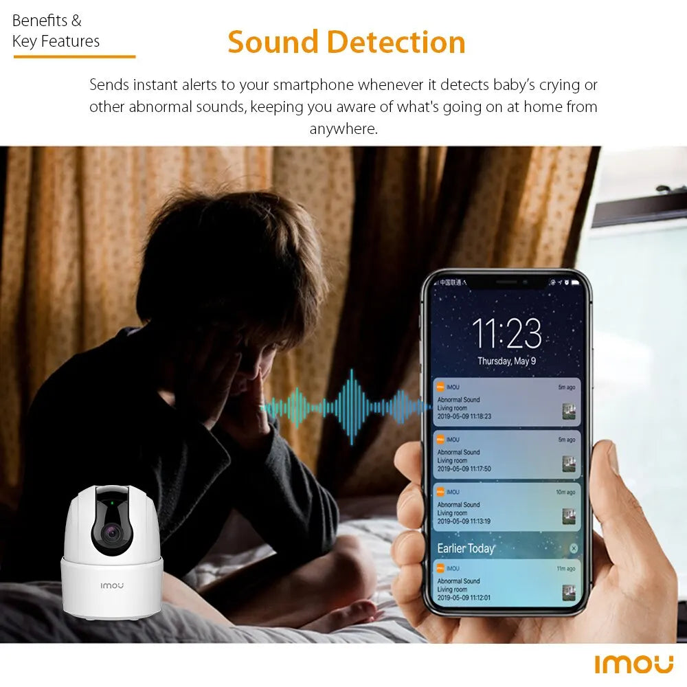 Caméra de Surveillance Wi-Fi Intérieure IMOU Ranger 2C – 2MP/4MP – Vision Nocturne – Détection Humaine – 360° – Audio Bidirectionnel – Sirène Intégrée Ma boutique