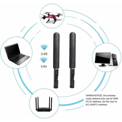 Antenne WiFi 2 x 8dBi Dual Band 2.4GHz 5.8GHz avec 2 x 15CM Câble Pigtail I-P-E-X-1 à RP-SMA Femelle pour Routeur Sans Fil - BLACKBEARD OUTDOOR INDUSTRIES