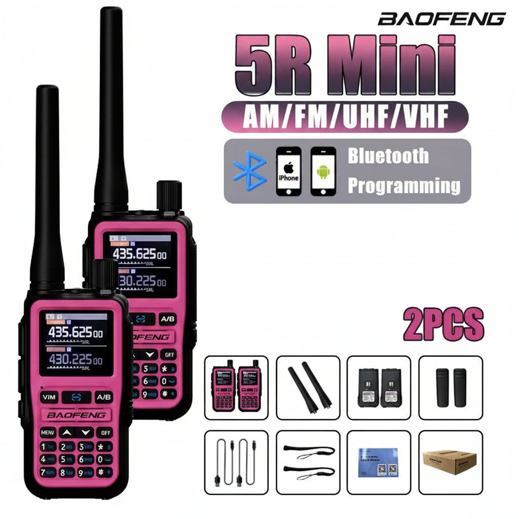 Talkie-Walkie Rose Baofeng U5R Mini – Bluetooth, 999 Canaux, USB-C, IP45