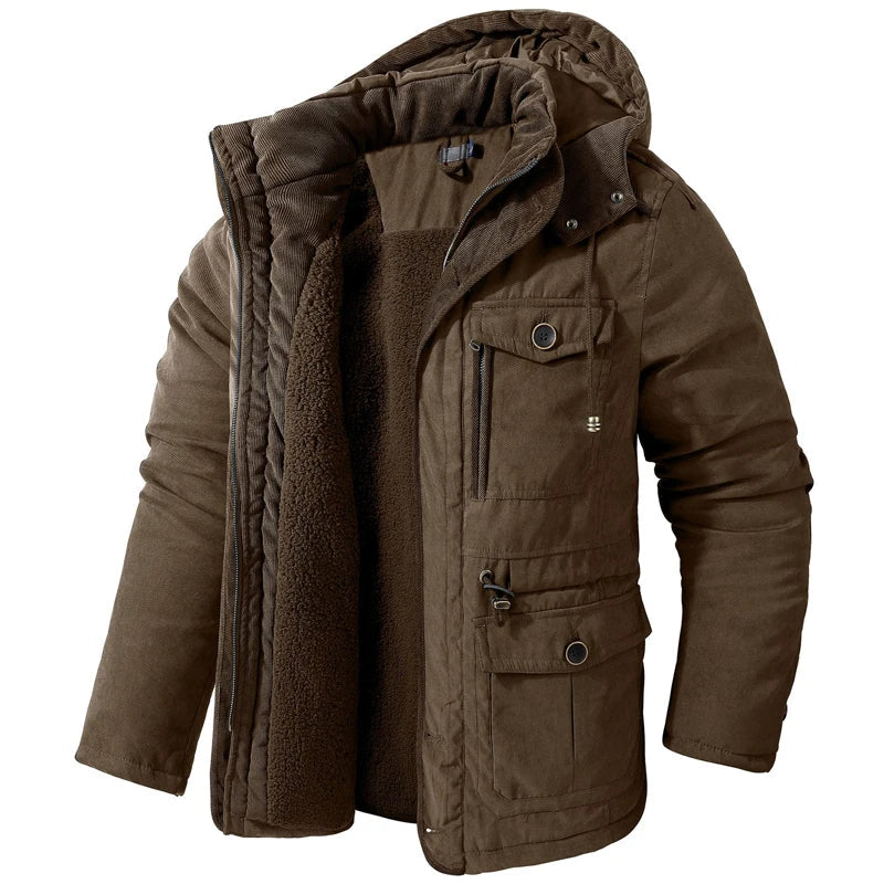 Veste d’Hiver Chaude Homme – DIMUSI Veste Tactique Épaissie | Polaire Doublée | Multi-poches | Coupe-Vent | Capuche | Mode & Outdoor - BLACKBEARD OUTDOOR INDUSTRIES