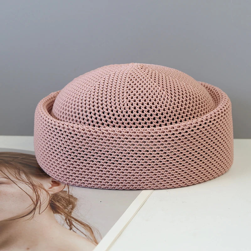 Béret femme été en maille ajourée
