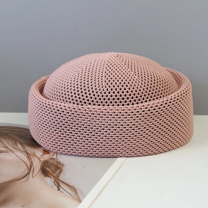 Béret femme été en maille ajourée