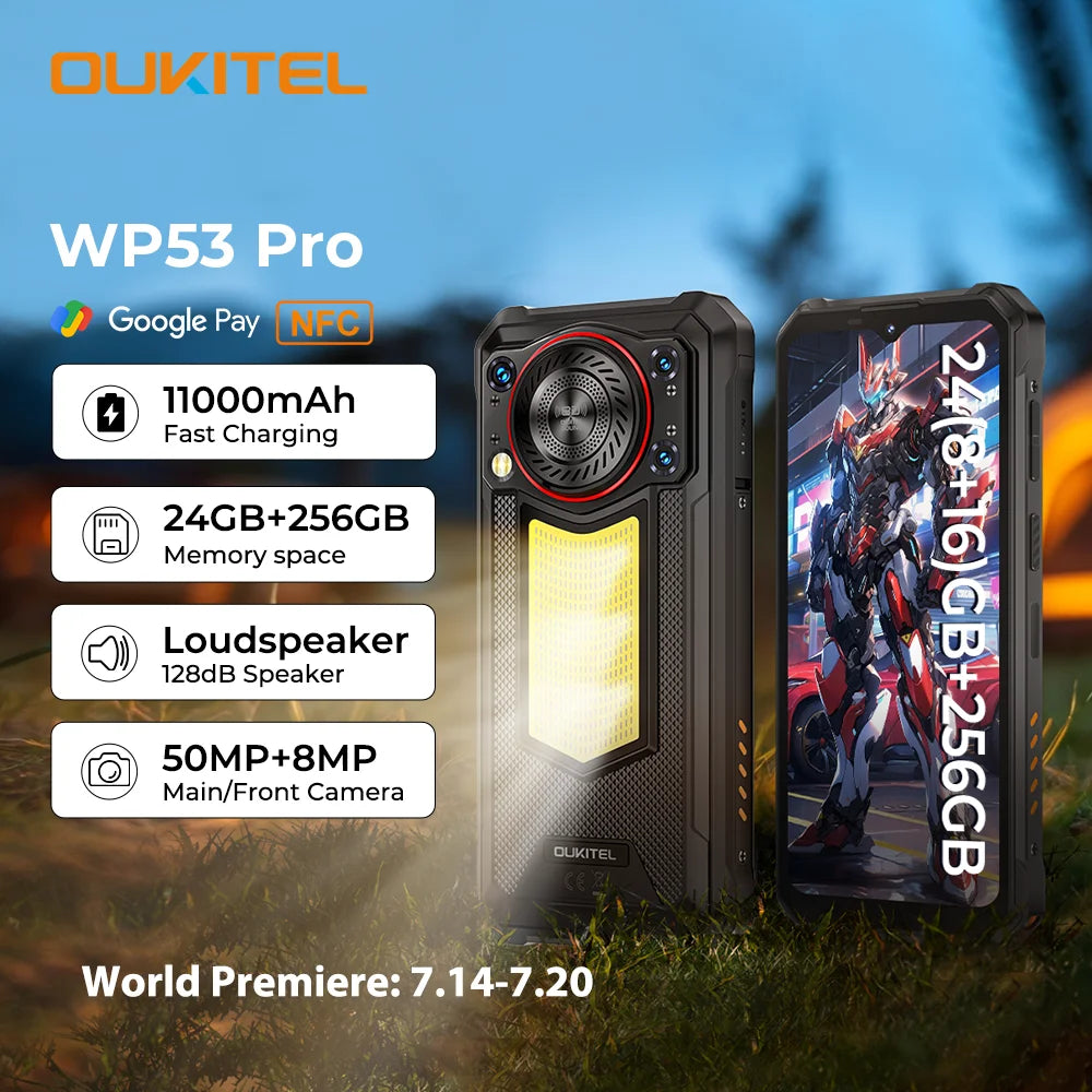 【NEW】OUKITEL WP53 PRO Rugged Phone, 24GB+256GB 11000mAh Android 15 6.52" NFC 50MP Cell Phone BLACKBEARD OUTDOOR INDUSTRIES
