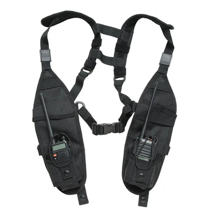 Gilet Tactique Double Poche Radio – Sac Poitrine Walkie Talkie | Compatible Baofeng UV-5R, UV-82, BF-888S