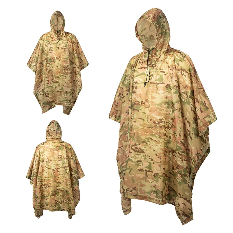 Poncho de Pluie Tactique Militaire - Imperméable, Polyvalent, avec Capuche Ajustable et Sac de Rangement BLACKBEARD OUTDOOR INDUSTRIES