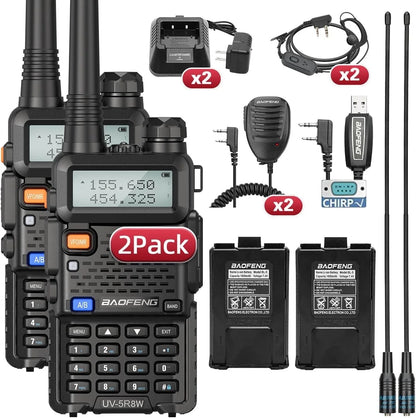 BAOFENG UV-5R 8W – Talkie-Walkie Double Bande VHF/UHF, 128 Canaux, Portée 10 km