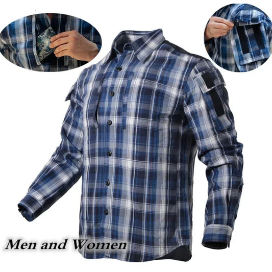 Chemise Tactique À Carreaux Homme & Femme – Coton Respirant, Manches Longues | Randonnée Chasse Airsoft - BLACKBEARD OUTDOOR INDUSTRIES