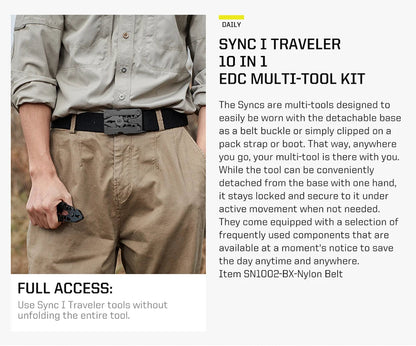 SOG Sync I Traveler EDC Multi-tool with 10 Survival Tools, Tactical & Outdoor Camping Supplies, Portable Travel & Hiking Kit Set BLACKBEARD OUTDOOR INDUSTRIES
