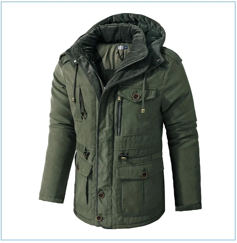 Parka Homme Hiver Chaude – LZLLTT Avec Capuche Amovible | Doublure Polaire | Multipoches | -30°C à +5°C - BLACKBEARD OUTDOOR INDUSTRIES