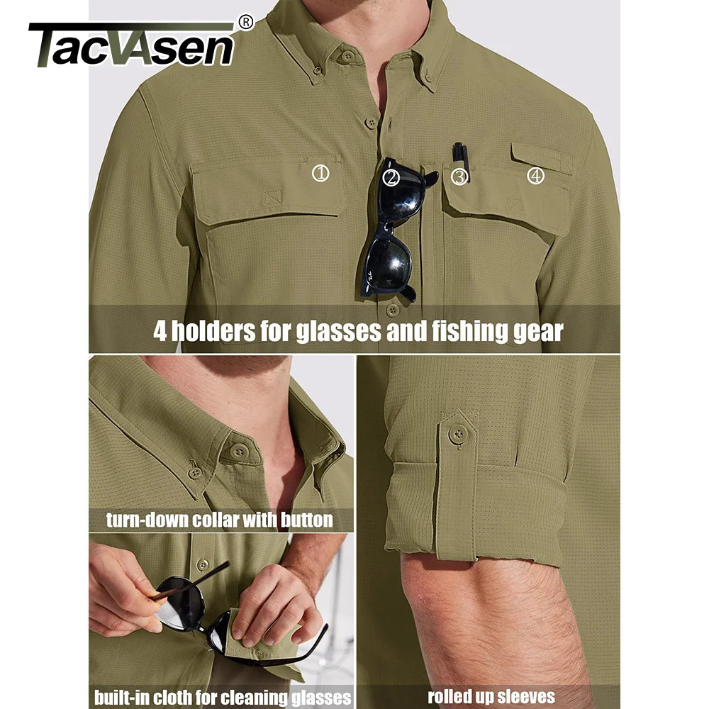 Chemise Tactique Homme TACVASEN ST144 – UPF 50+ Manches Longues | Séchage Rapide | Respirante | Multi-poches - BLACKBEARD OUTDOOR INDUSTRIES