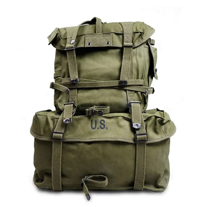 Sac a dos militaire M1945 vintage | Ensemble de sacoches canvas vert armée, grande capacité - BLACKBEARD OUTDOOR INDUSTRIES