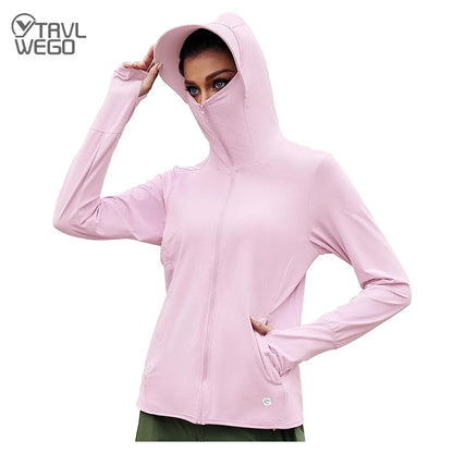 Veste Cyclisme Femme UPF 50+ – Hoodie Anti-UV Manches Longues avec Poches | TRVLWEGO
