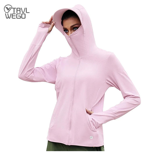 Veste Cyclisme Femme UPF 50+ – Hoodie Anti-UV Manches Longues avec Poches | TRVLWEGO