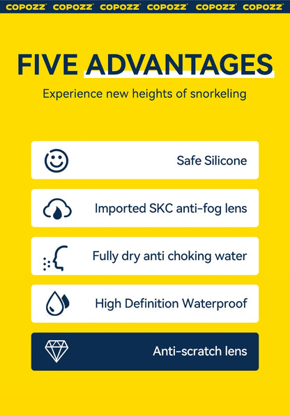 COPOZZ Masque de Plongée Enfant 4–15 ans – Masque Intégral HD Anti-Buée avec Tuba Amovible - BLACKBEARD OUTDOOR INDUSTRIES