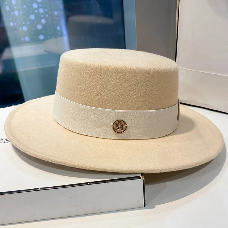 Chapeau fedora femme à bord plat et ruban
