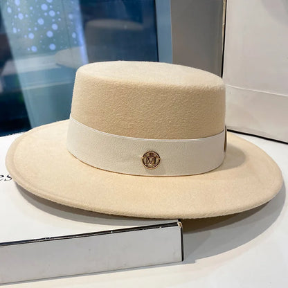 Chapeau fedora femme à bord plat et ruban