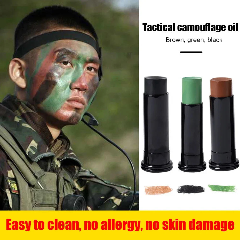 Lot de 3 Camouflages Militaires Woodland – Crème Camouflage pour Visage et Corps – Tube de Peinture Camouflage Imperméable pour Terrain Extérieur BLACKBEARD OUTDOOR INDUSTRIES