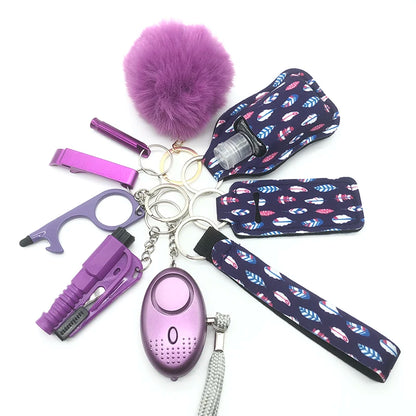Kit porte-clés de sécurité femme 10 pièces avec dragonne