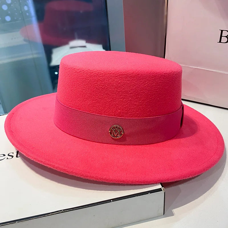 Chapeau fedora femme à bord plat et ruban