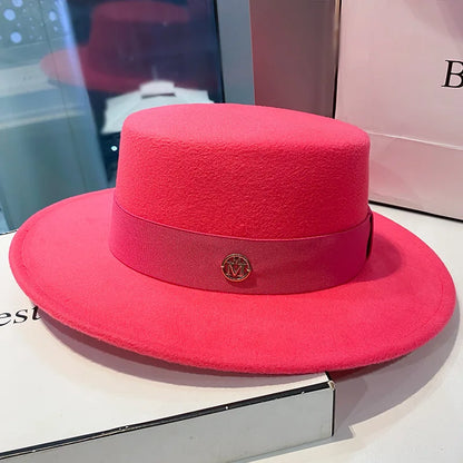 Chapeau fedora femme à bord plat et ruban