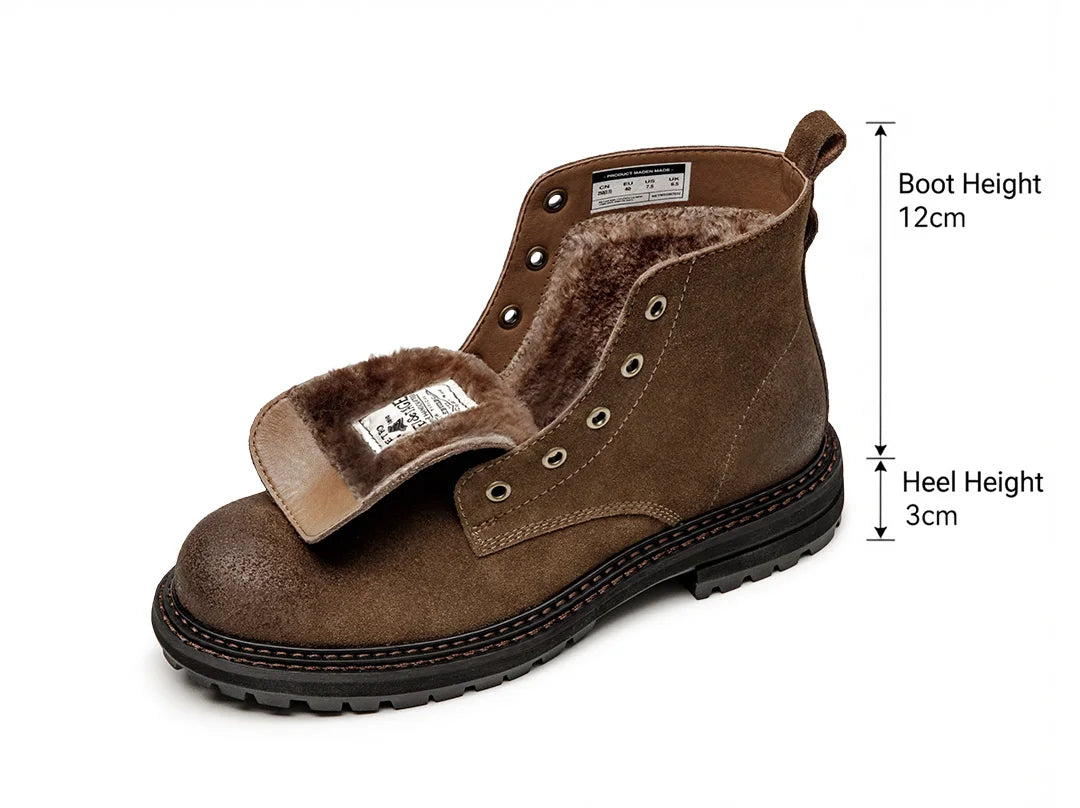 Boots Homme Hiver – Chaussures Montantes Cuir Lacets Semelle Épaisse