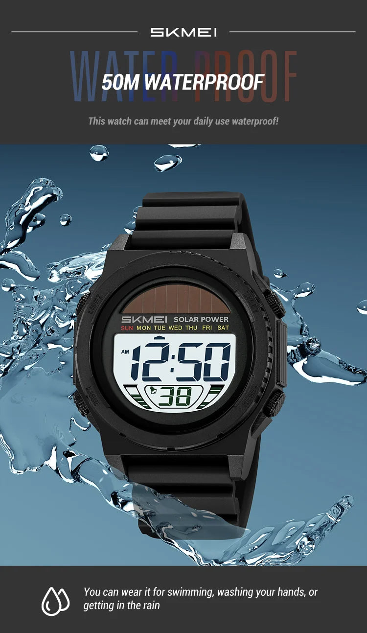 Montre Digitale Sportive Homme SKMEI 2358 – Énergie Solaire, Étanche 5Bar, Chronographe - BLACKBEARD OUTDOOR INDUSTRIES
